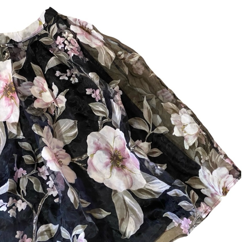Forever 21 Dark Floral Mesh Midi Skirt S Sheer Overlay Ballet Moody Romantic - Picture 5 of 10